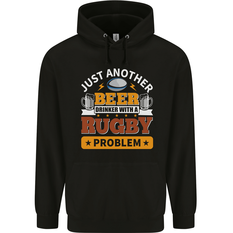 Beer Drinker With Rugby Problem Mens 80% Cotton Hoodie Black