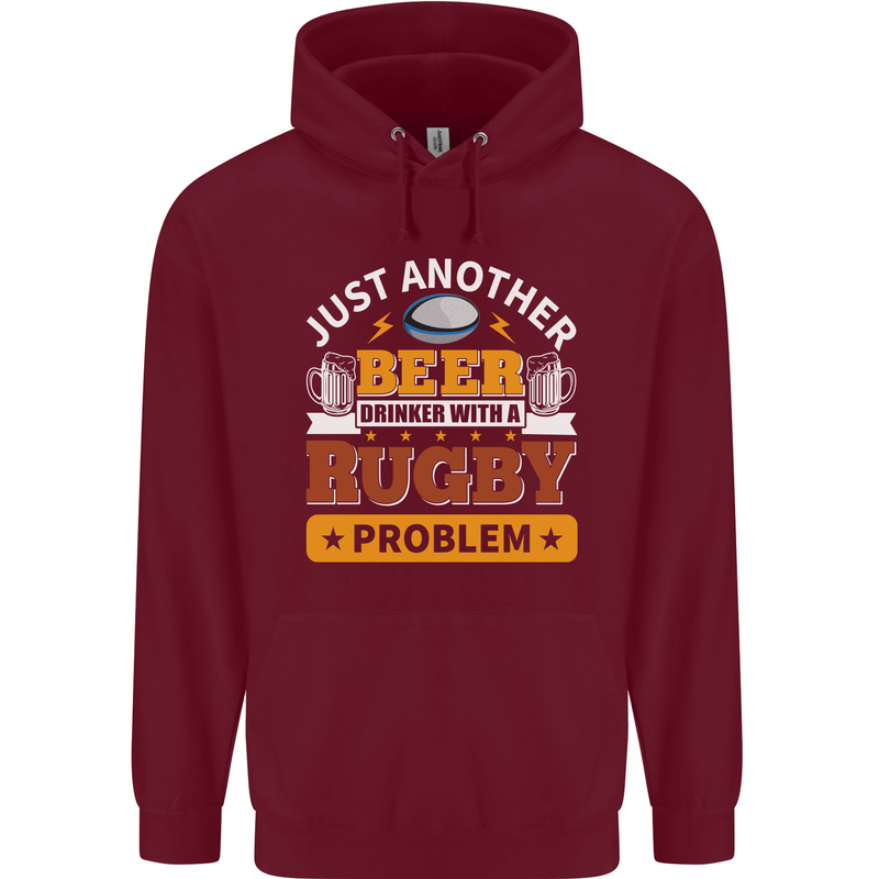 Beer Drinker With Rugby Problem Mens 80% Cotton Hoodie Maroon