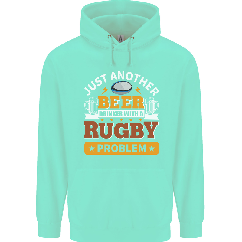 Beer Drinker With Rugby Problem Mens 80% Cotton Hoodie Peppermint