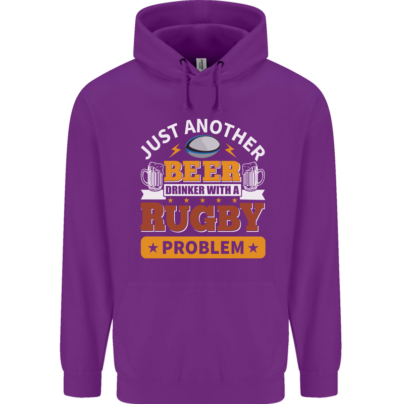 Beer Drinker With Rugby Problem Mens 80% Cotton Hoodie Purple