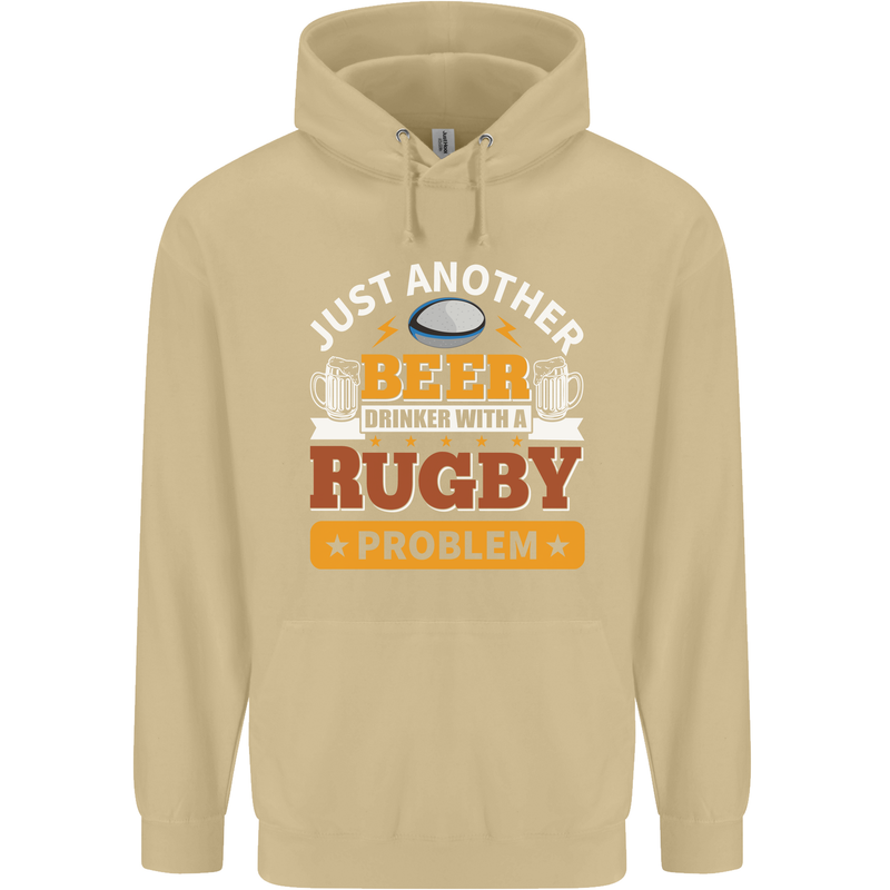 Beer Drinker With Rugby Problem Mens 80% Cotton Hoodie Sand