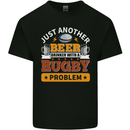 Beer Drinker With Rugby Problem Mens Cotton T-Shirt Tee Top Black