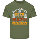 Beer Drinker With Rugby Problem Mens Cotton T-Shirt Tee Top Military Green