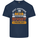 Beer Drinker With Rugby Problem Mens Cotton T-Shirt Tee Top Navy Blue
