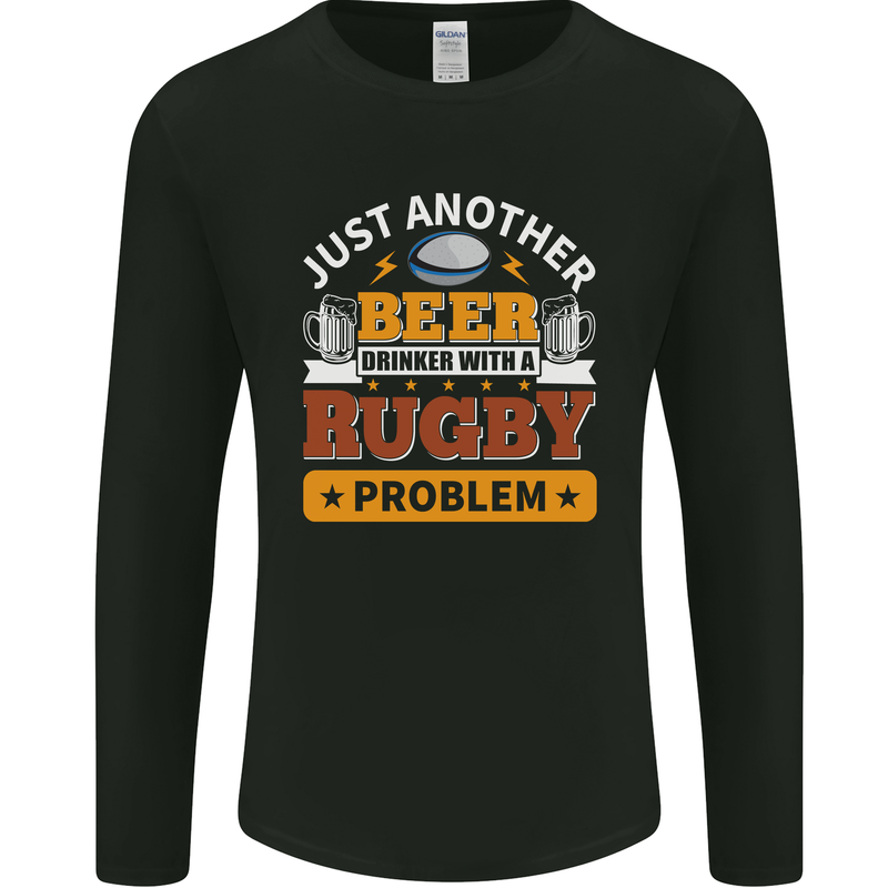 Beer Drinker With Rugby Problem Mens Long Sleeve T-Shirt Black