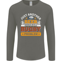 Beer Drinker With Rugby Problem Mens Long Sleeve T-Shirt Charcoal