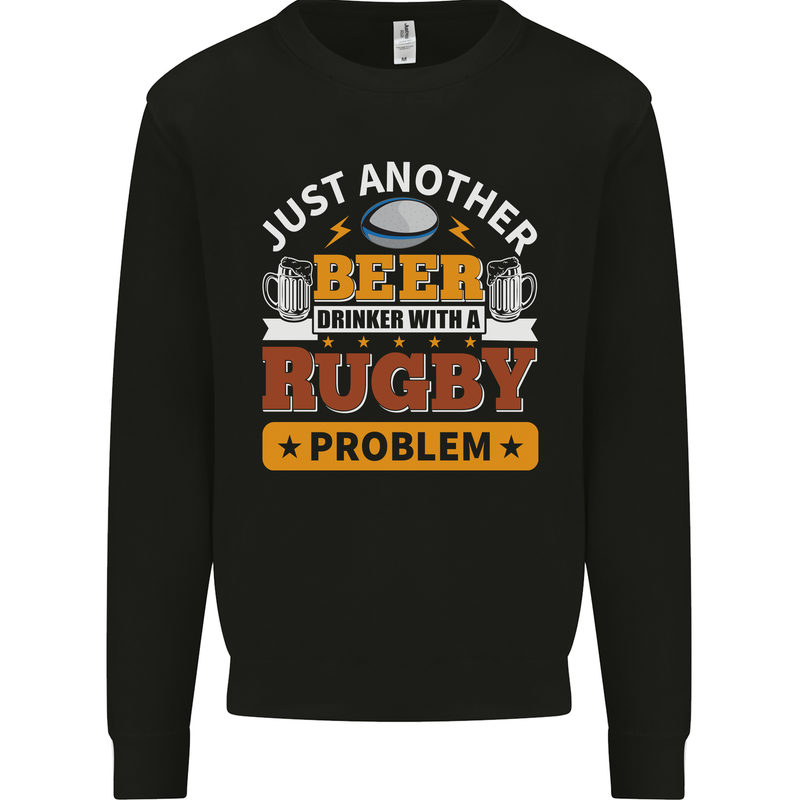 Beer Drinker With Rugby Problem Mens Sweatshirt Jumper Black