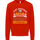 Beer Drinker With Rugby Problem Mens Sweatshirt Jumper Bright Red