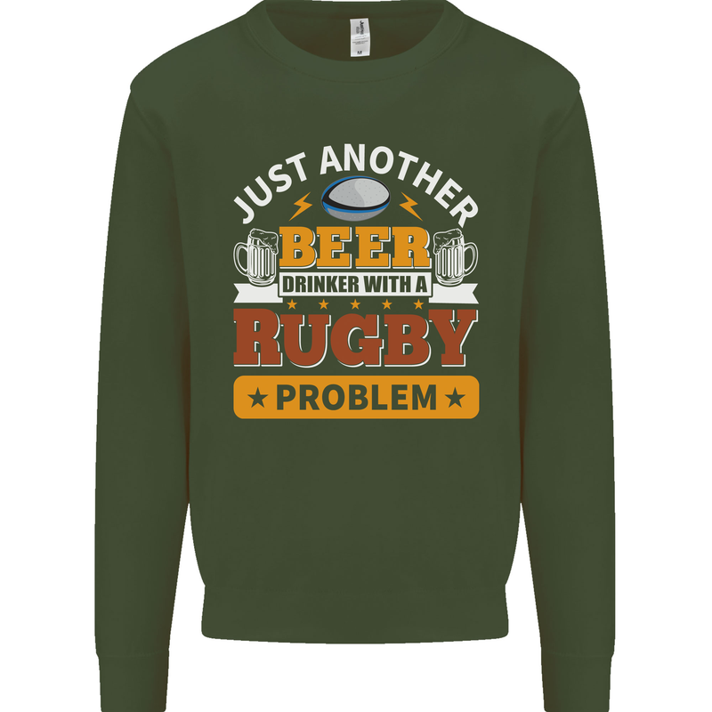 Beer Drinker With Rugby Problem Mens Sweatshirt Jumper Forest Green