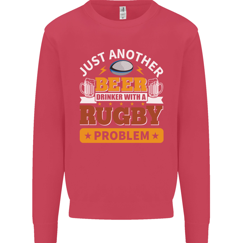 Beer Drinker With Rugby Problem Mens Sweatshirt Jumper Heliconia