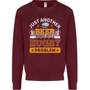 Beer Drinker With Rugby Problem Mens Sweatshirt Jumper Maroon