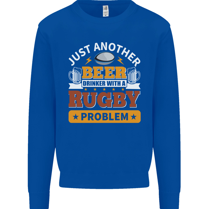 Beer Drinker With Rugby Problem Mens Sweatshirt Jumper Royal Blue