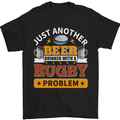 Beer Drinker With Rugby Problem Mens T-Shirt Cotton Gildan Black