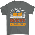 Beer Drinker With Rugby Problem Mens T-Shirt Cotton Gildan Charcoal