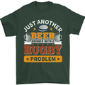 Beer Drinker With Rugby Problem Mens T-Shirt Cotton Gildan Forest Green