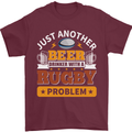 Beer Drinker With Rugby Problem Mens T-Shirt Cotton Gildan Maroon