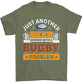 Beer Drinker With Rugby Problem Mens T-Shirt Cotton Gildan Military Green