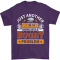 Beer Drinker With Rugby Problem Mens T-Shirt Cotton Gildan Purple