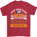Beer Drinker With Rugby Problem Mens T-Shirt Cotton Gildan Red