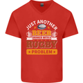 Beer Drinker With Rugby Problem Mens V-Neck Cotton T-Shirt Red
