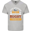 Beer Drinker With Rugby Problem Mens V-Neck Cotton T-Shirt Sports Grey