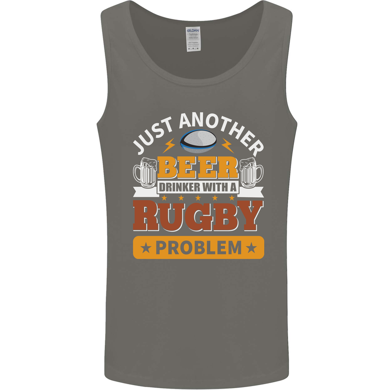 Beer Drinker With Rugby Problem Mens Vest Tank Top Charcoal