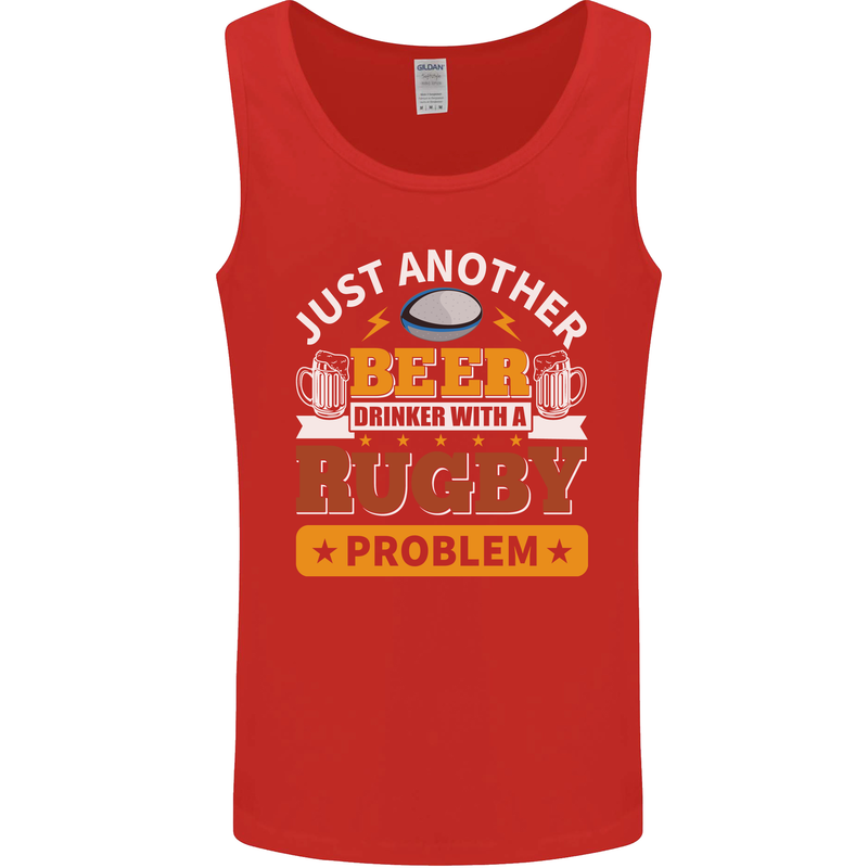 Beer Drinker With Rugby Problem Mens Vest Tank Top Red