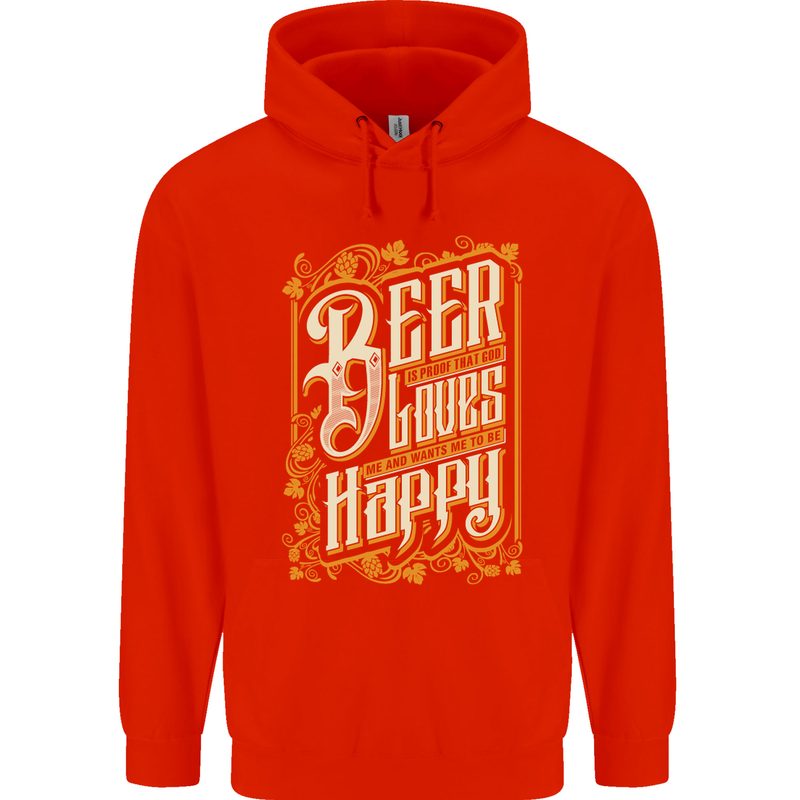 Beer Is Proof That God Loves Funny Alcohol Mens 80% Cotton Hoodie Bright Red