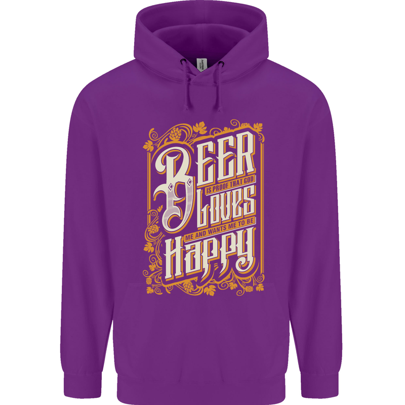 Beer Is Proof That God Loves Funny Alcohol Mens 80% Cotton Hoodie Purple