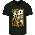 Beer Is Proof That God Loves Funny Alcohol Mens V-Neck Cotton T-Shirt Black