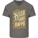 Beer Is Proof That God Loves Funny Alcohol Mens V-Neck Cotton T-Shirt Charcoal