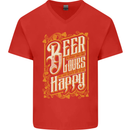 Beer Is Proof That God Loves Funny Alcohol Mens V-Neck Cotton T-Shirt Red