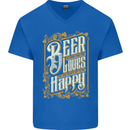 Beer Is Proof That God Loves Funny Alcohol Mens V-Neck Cotton T-Shirt Royal Blue