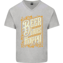 Beer Is Proof That God Loves Funny Alcohol Mens V-Neck Cotton T-Shirt Sports Grey