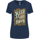 Beer Is Proof That God Loves Funny Alcohol Womens Wider Cut T-Shirt Navy Blue