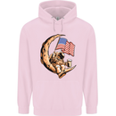 Beer Moon USA Flag Astronaut Space Alcohol Childrens Kids Hoodie Light Pink