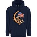 Beer Moon USA Flag Astronaut Space Alcohol Childrens Kids Hoodie Navy Blue