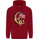 Beer Moon USA Flag Astronaut Space Alcohol Childrens Kids Hoodie Red