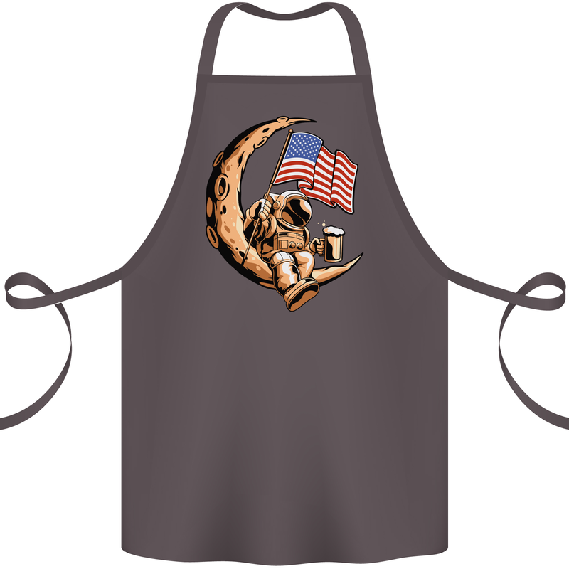 Beer Moon USA Flag Astronaut Space Alcohol Cotton Apron 100% Organic Dark Grey