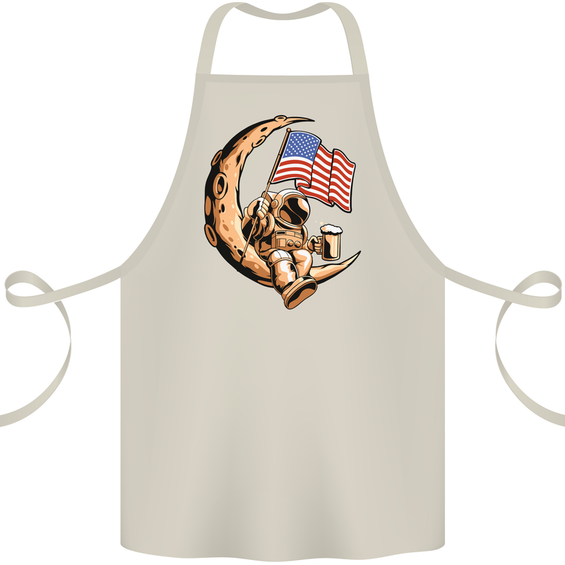 Beer Moon USA Flag Astronaut Space Alcohol Cotton Apron 100% Organic Natural