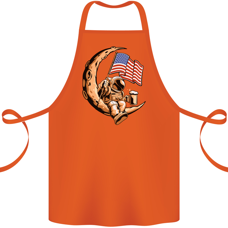 Beer Moon USA Flag Astronaut Space Alcohol Cotton Apron 100% Organic Orange