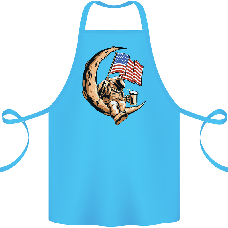 Beer Moon USA Flag Astronaut Space Alcohol Cotton Apron 100% Organic Turquoise