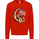 Beer Moon USA Flag Astronaut Space Alcohol Kids Sweatshirt Jumper Bright Red