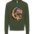 Beer Moon USA Flag Astronaut Space Alcohol Kids Sweatshirt Jumper Forest Green