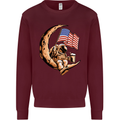 Beer Moon USA Flag Astronaut Space Alcohol Kids Sweatshirt Jumper Maroon