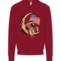 Beer Moon USA Flag Astronaut Space Alcohol Kids Sweatshirt Jumper Red
