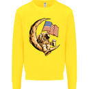 Beer Moon USA Flag Astronaut Space Alcohol Kids Sweatshirt Jumper Yellow