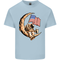 Beer Moon USA Flag Astronaut Space Alcohol Kids T-Shirt Childrens Light Blue