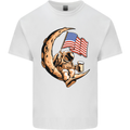 Beer Moon USA Flag Astronaut Space Alcohol Kids T-Shirt Childrens White