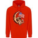 Beer Moon USA Flag Astronaut Space Alcohol Mens 80% Cotton Hoodie Bright Red